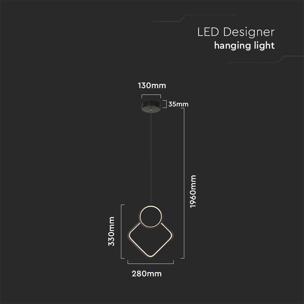 LED Designer Metal Hanging Lamp Black Body 3000K