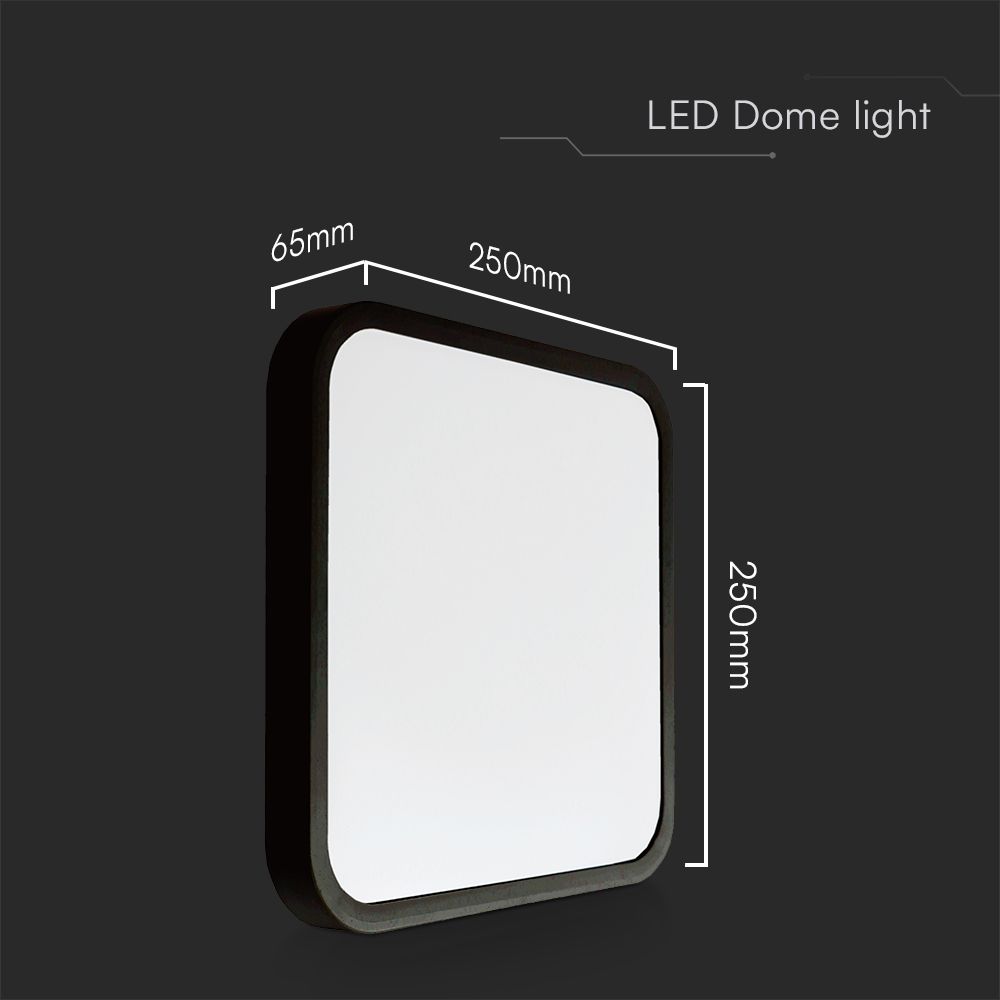 18W LED Dome Light SAMSUNG Chip 4000K Square Black Frame IP44