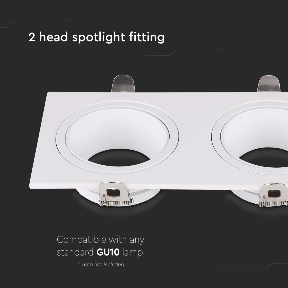 GU10 2 Head Spotlight Fitting Iron PC White White