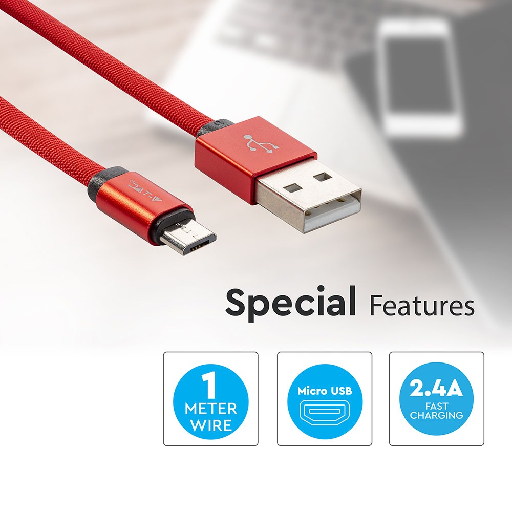 1m. Micro USB Cavo Rosso Ruby Series img 1