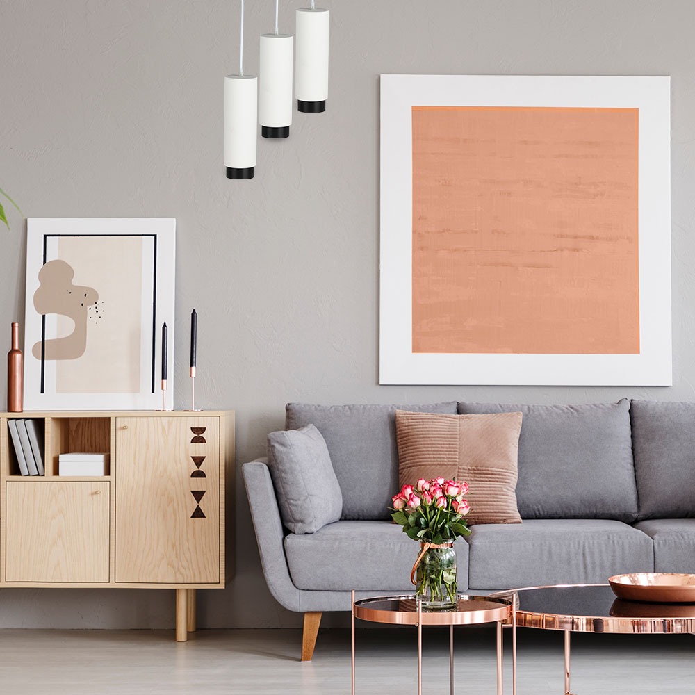 GU10 Fitting Gesso Pendant Suspended Metal Gun Black Bottom img 1