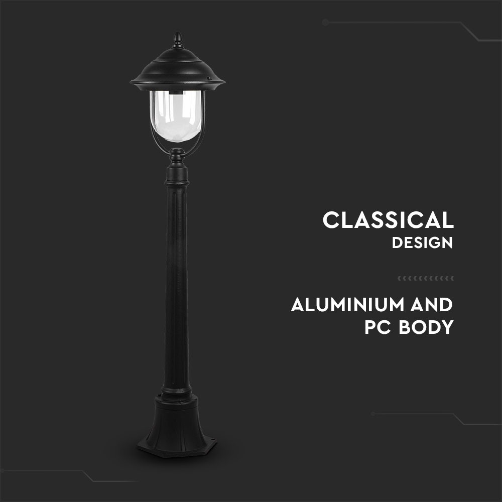 Garden Lamp 1 x E27 Nero 1.1m