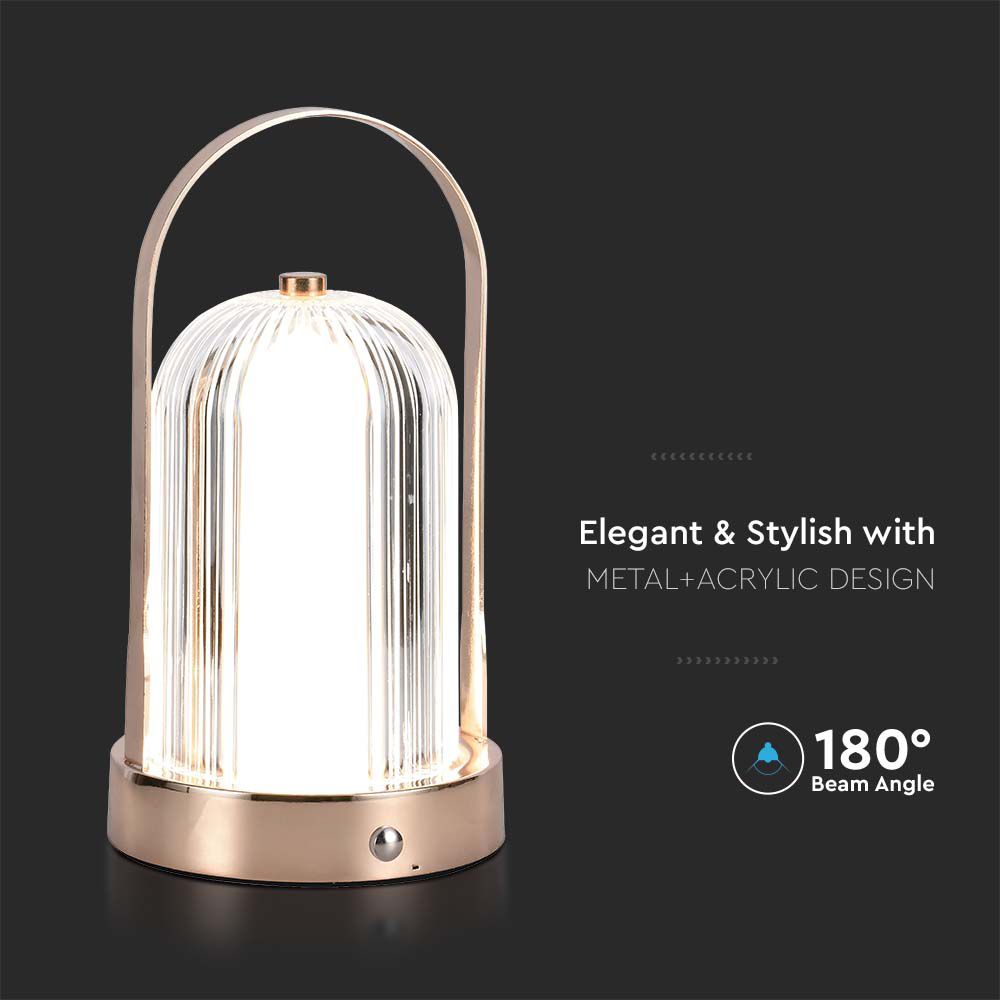 Lampada LED da Tavolo 1W 120x190 Colore Bronzo antico Ricaricabile con USB C Touch Dimmerabile 3in1