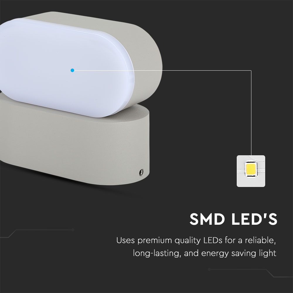 6W  Wall Light Grey Body IP65 Movable 4000K