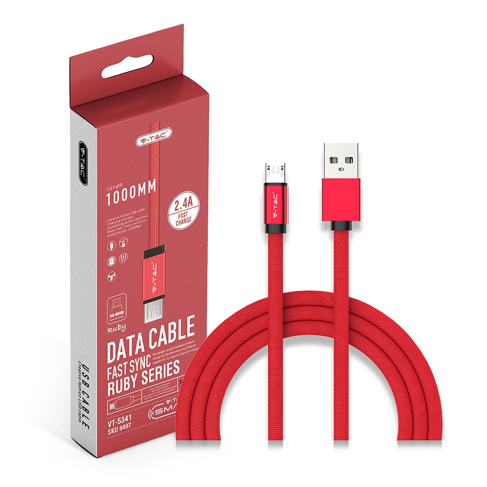 1m. Micro USB Cavo Rosso Ruby Series