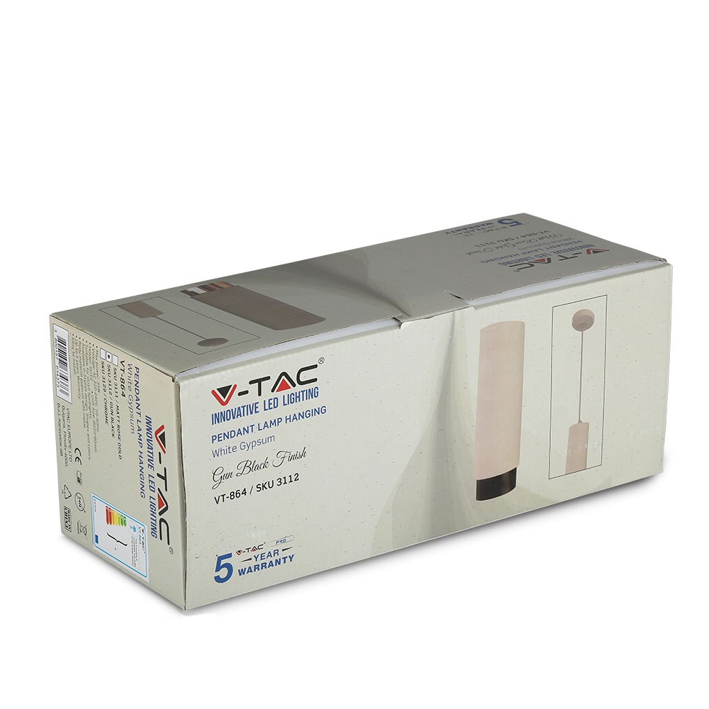 GU10 Fitting Gesso Pendant Suspended Metal Gun Black Bottom