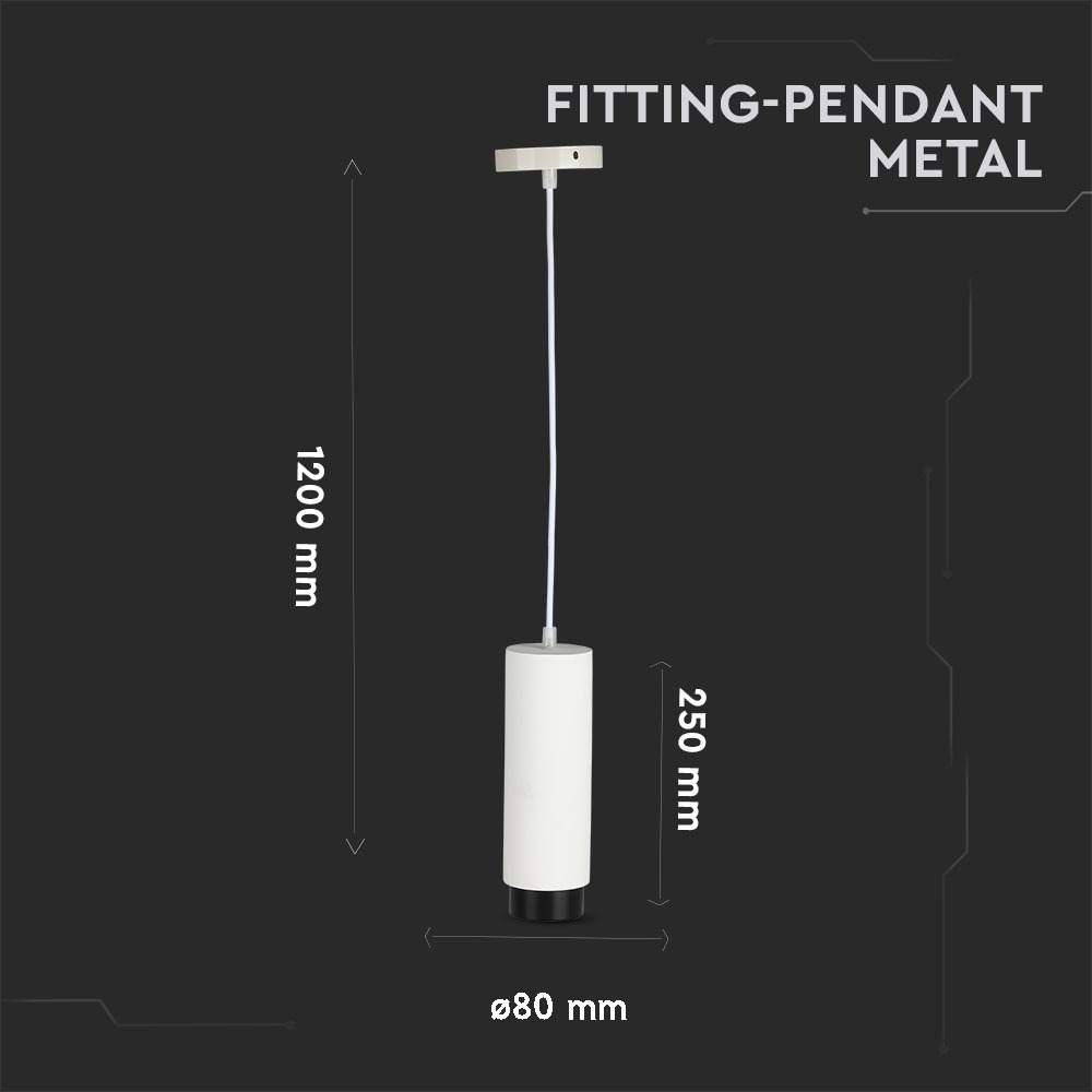 GU10 Fitting Gesso Pendant Suspended Metal Gun Black Bottom