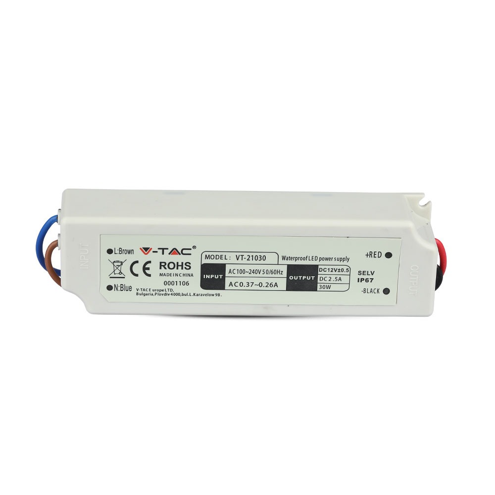 LED Plastica SLIM Alimentatore 30W 12V IP67 img 1