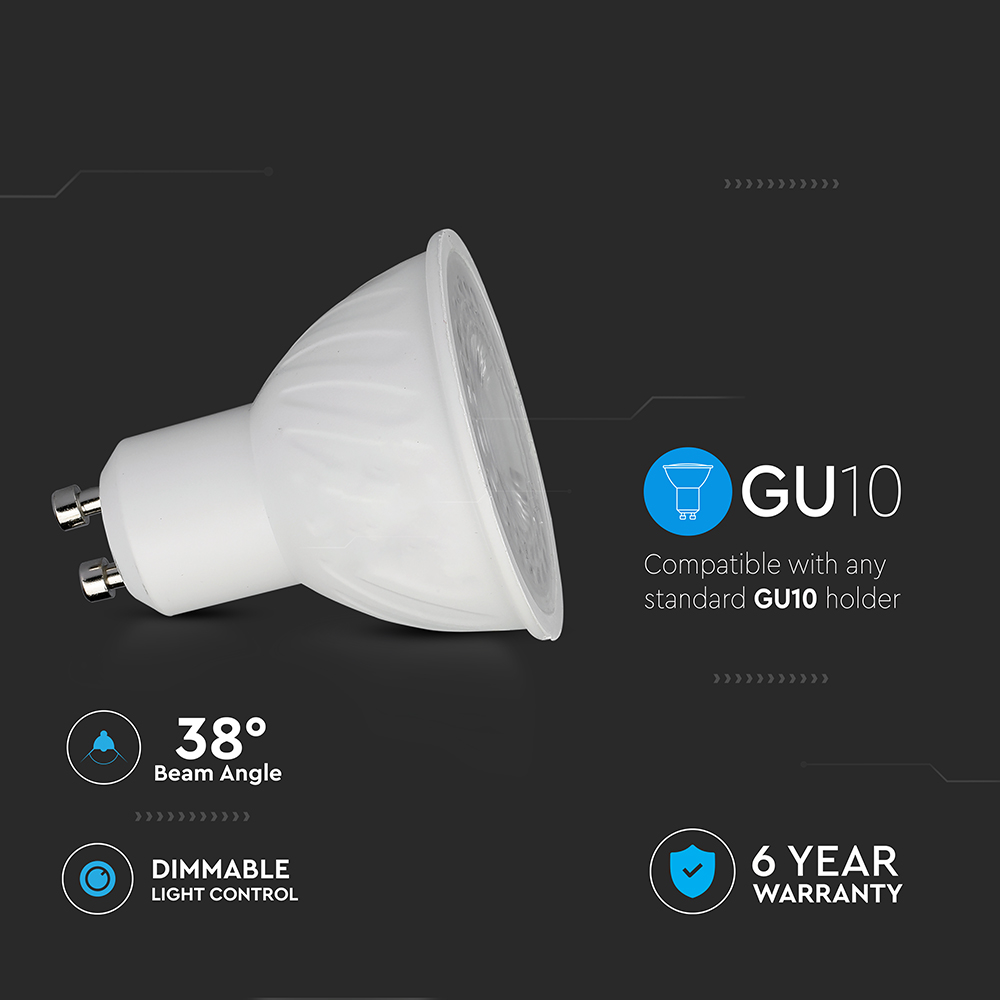 LED Spotlight - CREE CHIP 6W GU10 Plastic Dimmable 38° 4000K img 1