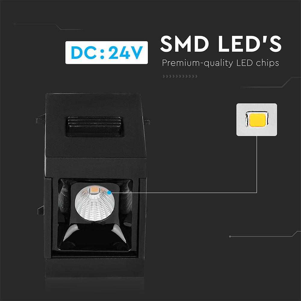 1W LED Faretto lineare magnetico SMD nero IP20 24V 3000K img 1