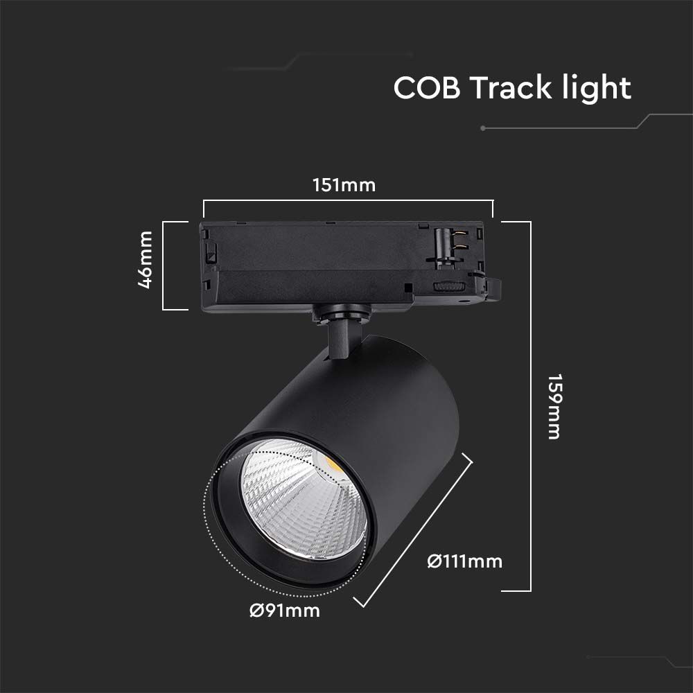 35W LED Tracklight Aluminum 4000K Black Body
