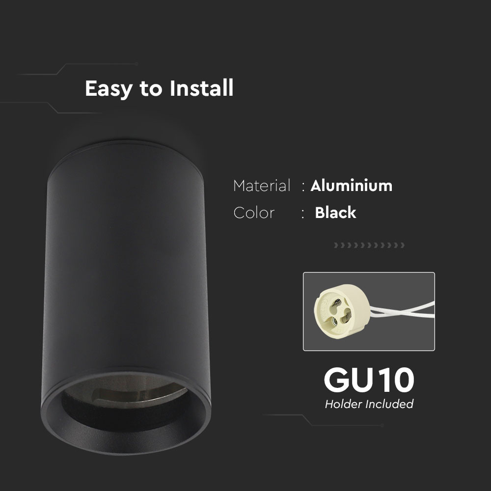 GU10 Surface Mounted Fitting Black ( H : 1000mm ) img 1