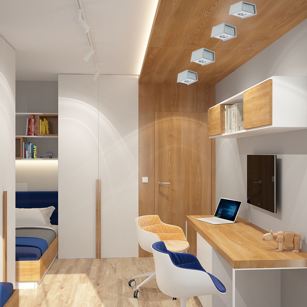 GU10 Fitting Concrete Surface Chrome Bottom Quadrato img 1