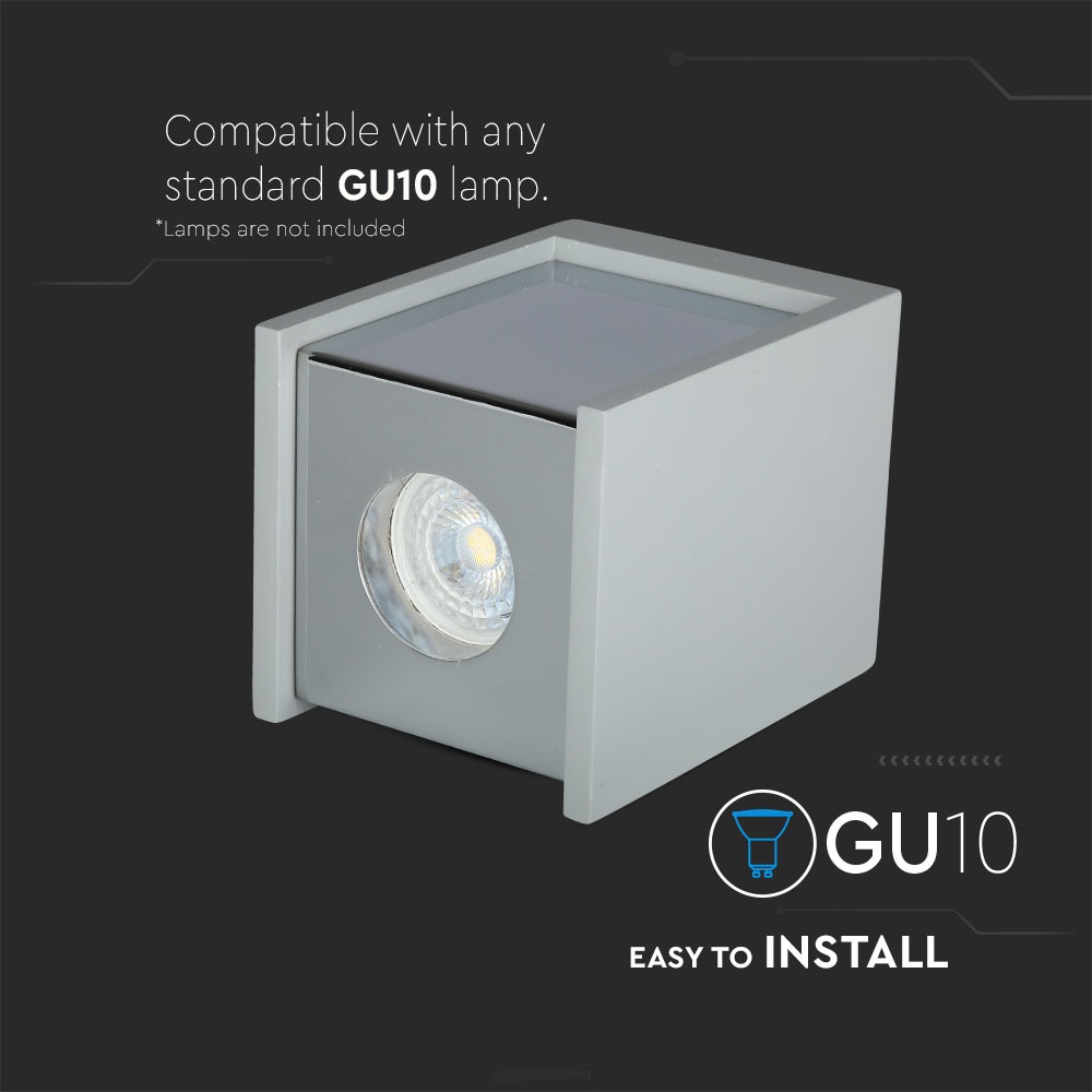 GU10 Fitting Concrete Surface Chrome Bottom Quadrato img 1