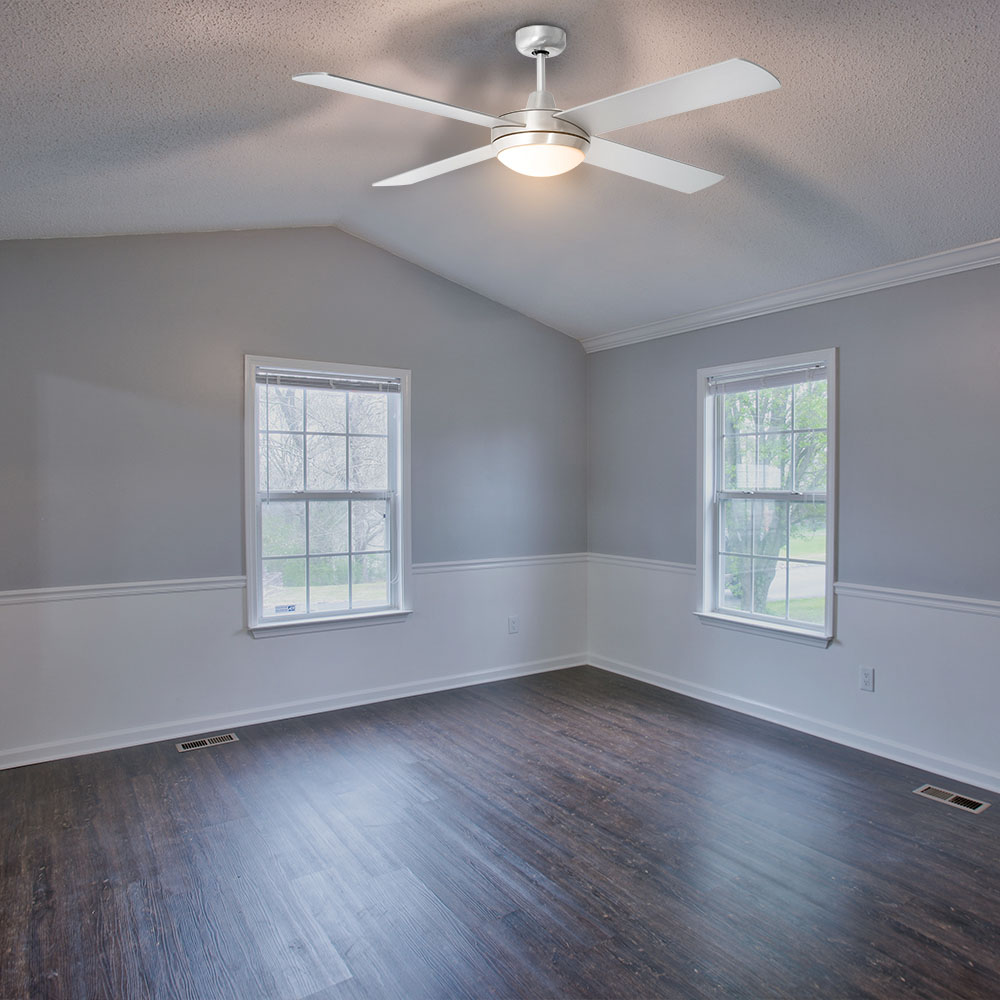 2 x E27 LED Kit luce ventilatore a soffitto RF Kontrol 4 pale motore 60W DC img 1