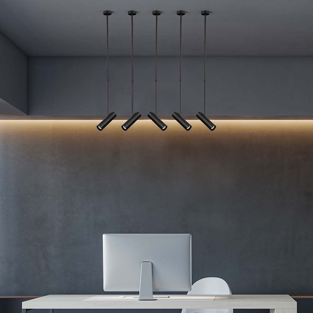 Portafaretto LED a Sospensione GU10 Corpo in Alluminio Nero