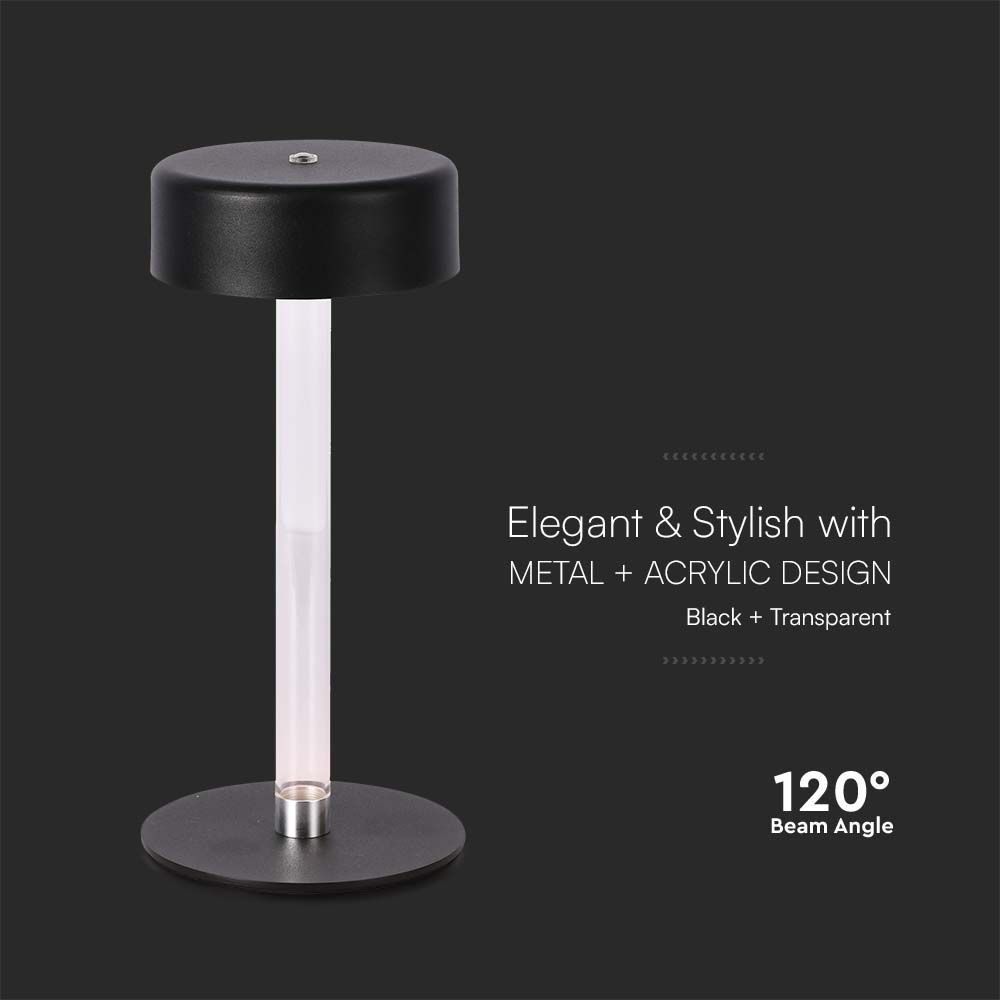 3W LED Table Lamp (D120*260) 3IN1 BlackTransperent Center Pillar