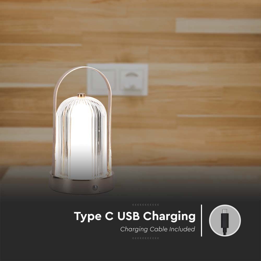 Lampada LED da Tavolo 1W 120x190 Colore Bronzo antico Ricaricabile con USB C Touch Dimmerabile 3in1 img 2