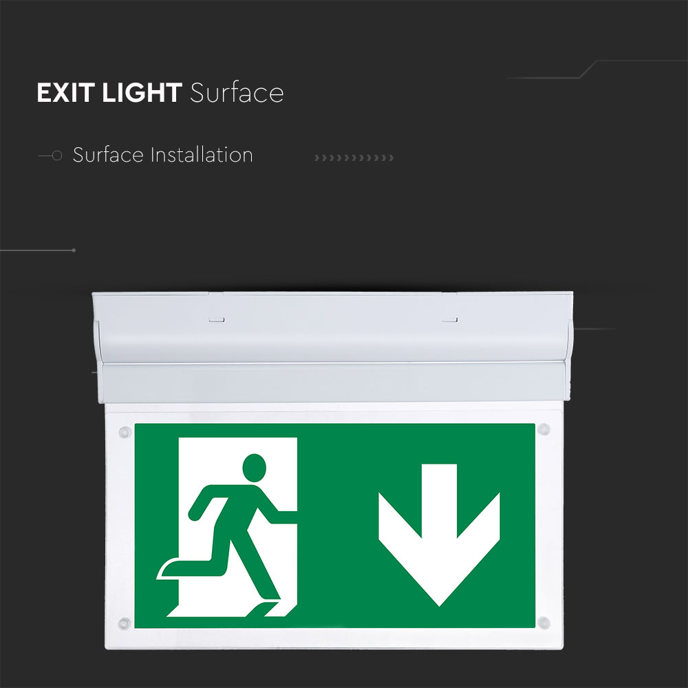 2W LED Wall Surface Emergency Exit Light 6000K