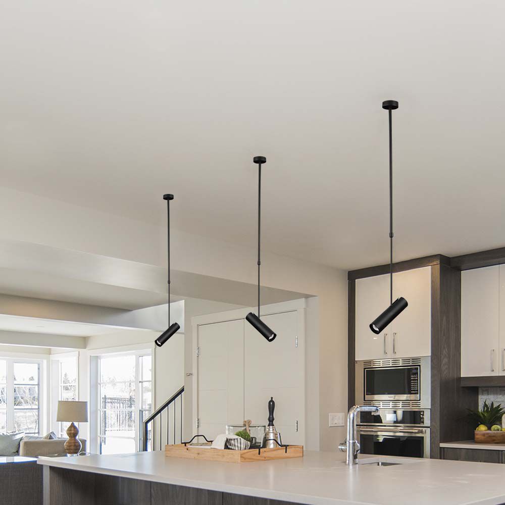 Portafaretto LED a Sospensione GU10 Corpo in Alluminio Nero img 1