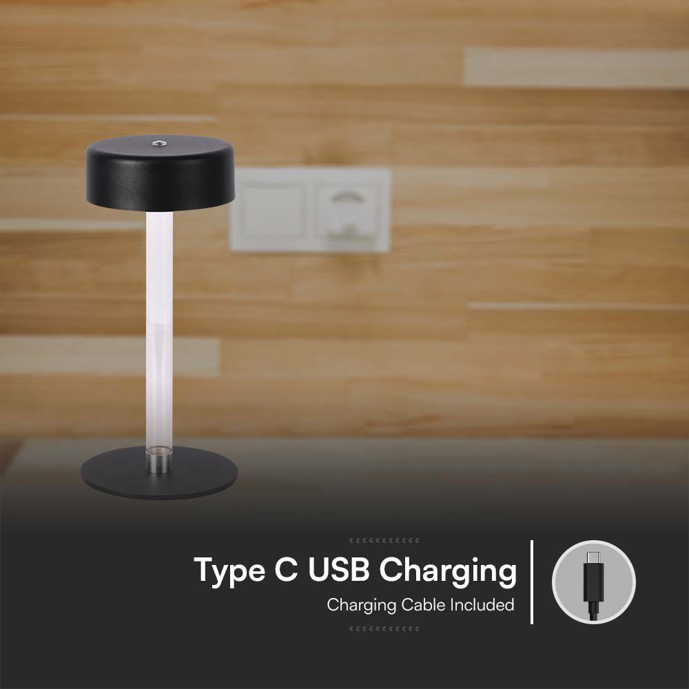 3W LED Table Lamp (D120*260) 3IN1 BlackTransperent Center Pillar img 2