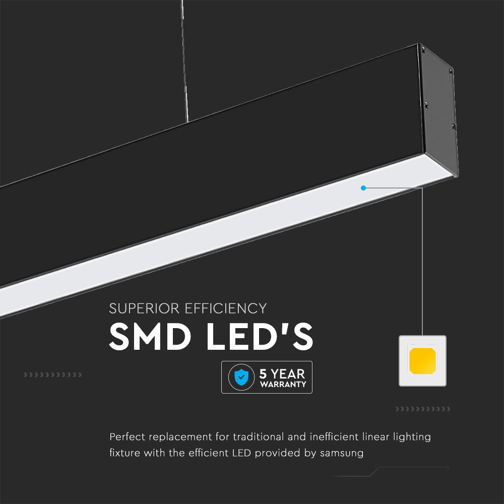Luce lineare a LED SAMSUNG Chip 40W Corpo nero sospeso 3 in 1