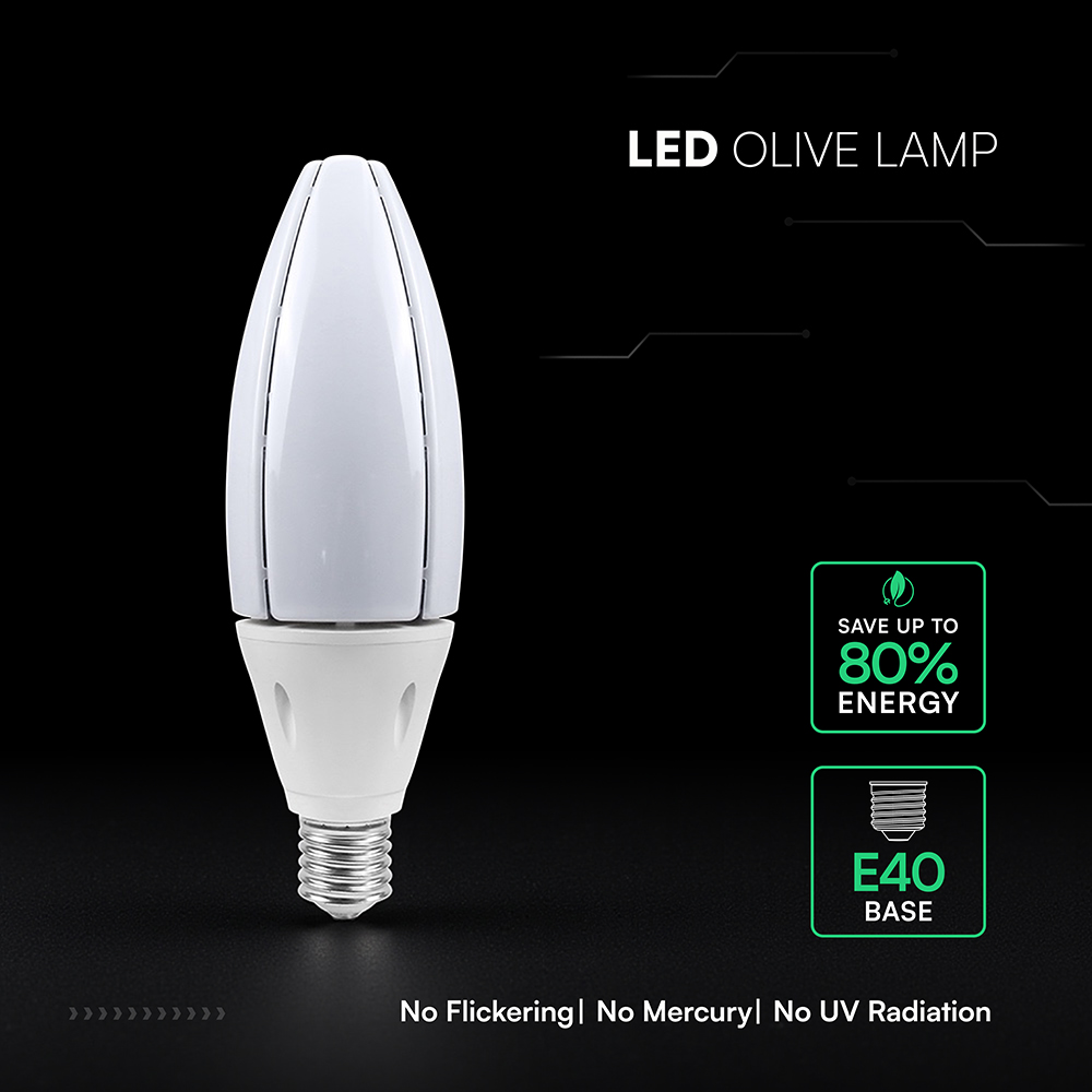 60W LED Bulb E40 Olive Lamp 6400K