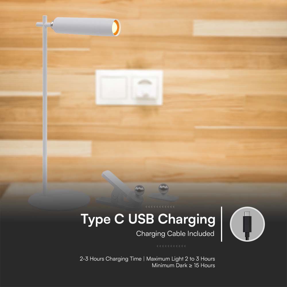 3W LED Magnetic Table Lamp 4000K White Body img 2