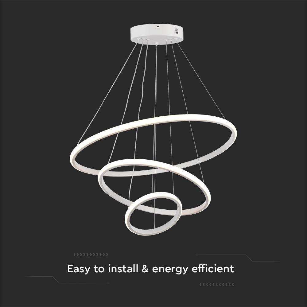 Lampadario LED a Sospensione con 3 Cerchi 32W in Metallo Colore Bianco 60x40x20cm 3000K
