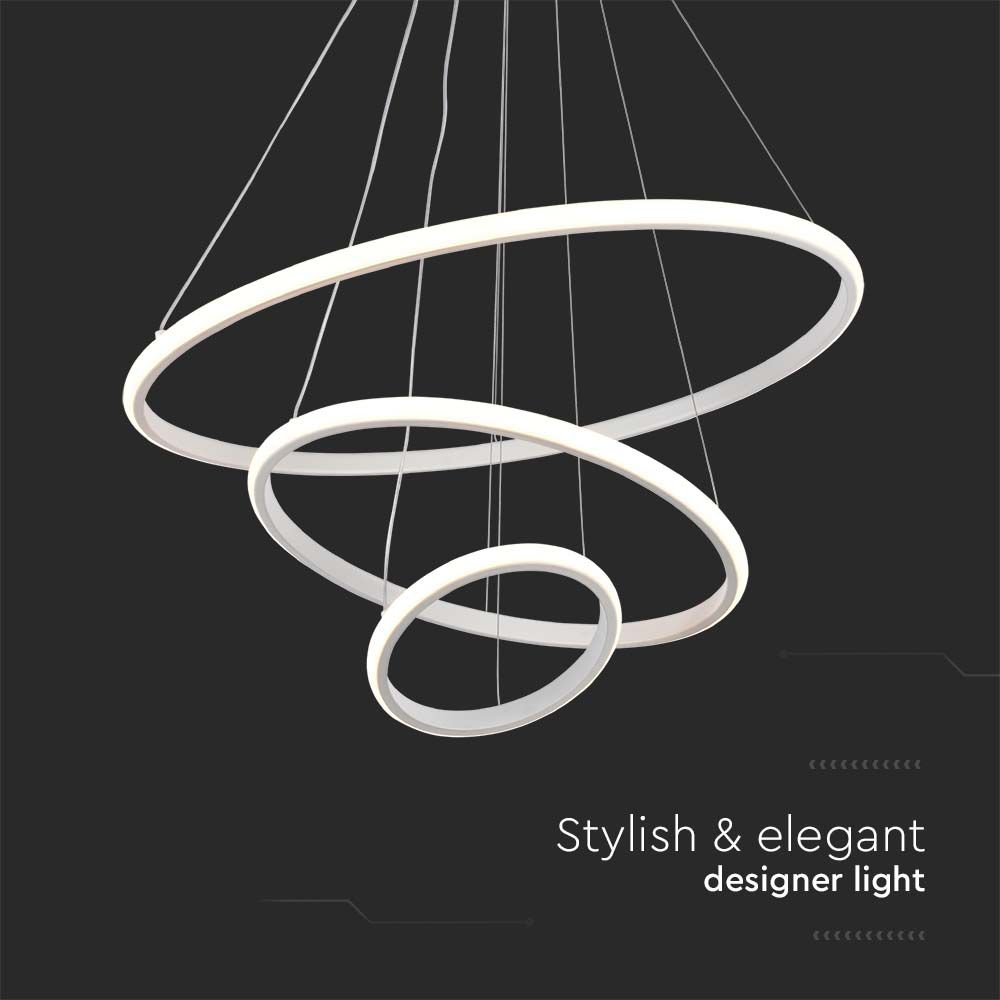 Lampadario LED a Sospensione con 3 Cerchi 32W in Metallo Colore Bianco 60x40x20cm 3000K img 1