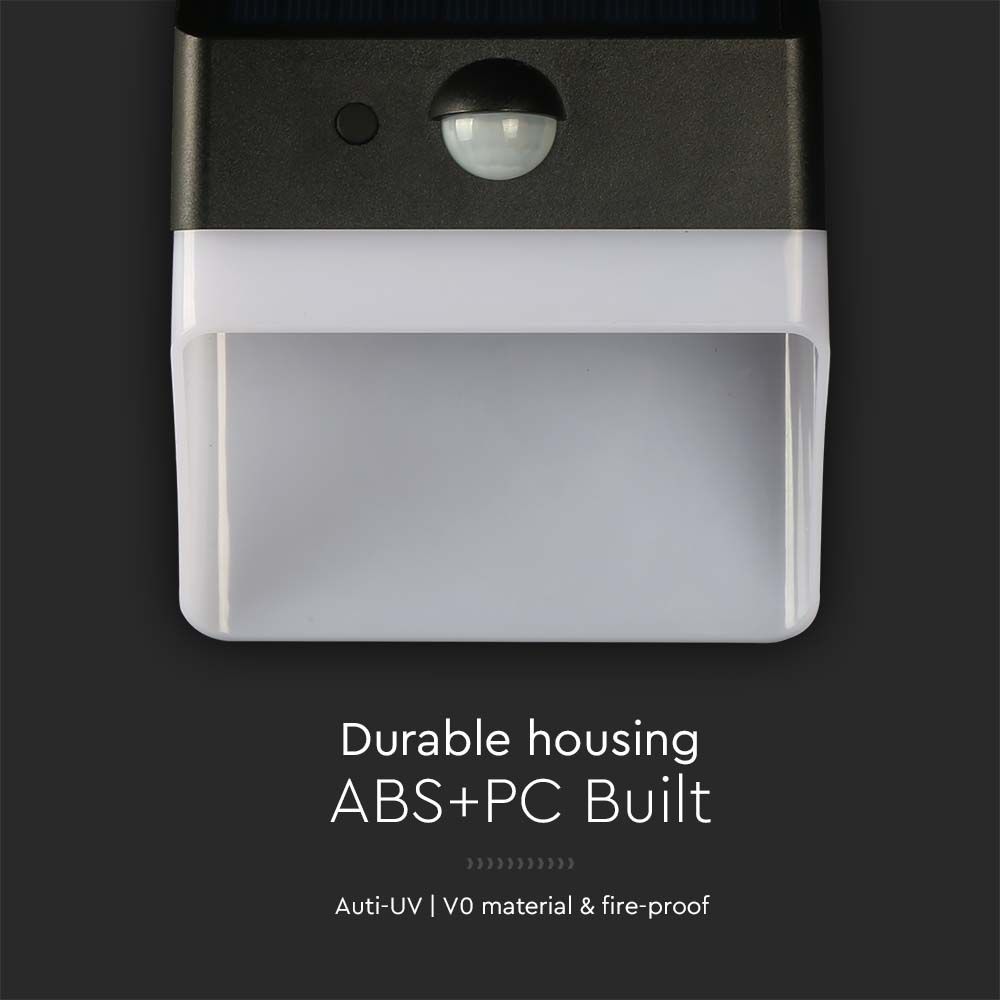 APPLIQUE SOLARE LED 2W-PANDA BATTERIA LITIO 200LM 3,7v 1200mAh 4000K NERO+BIANCO img 3