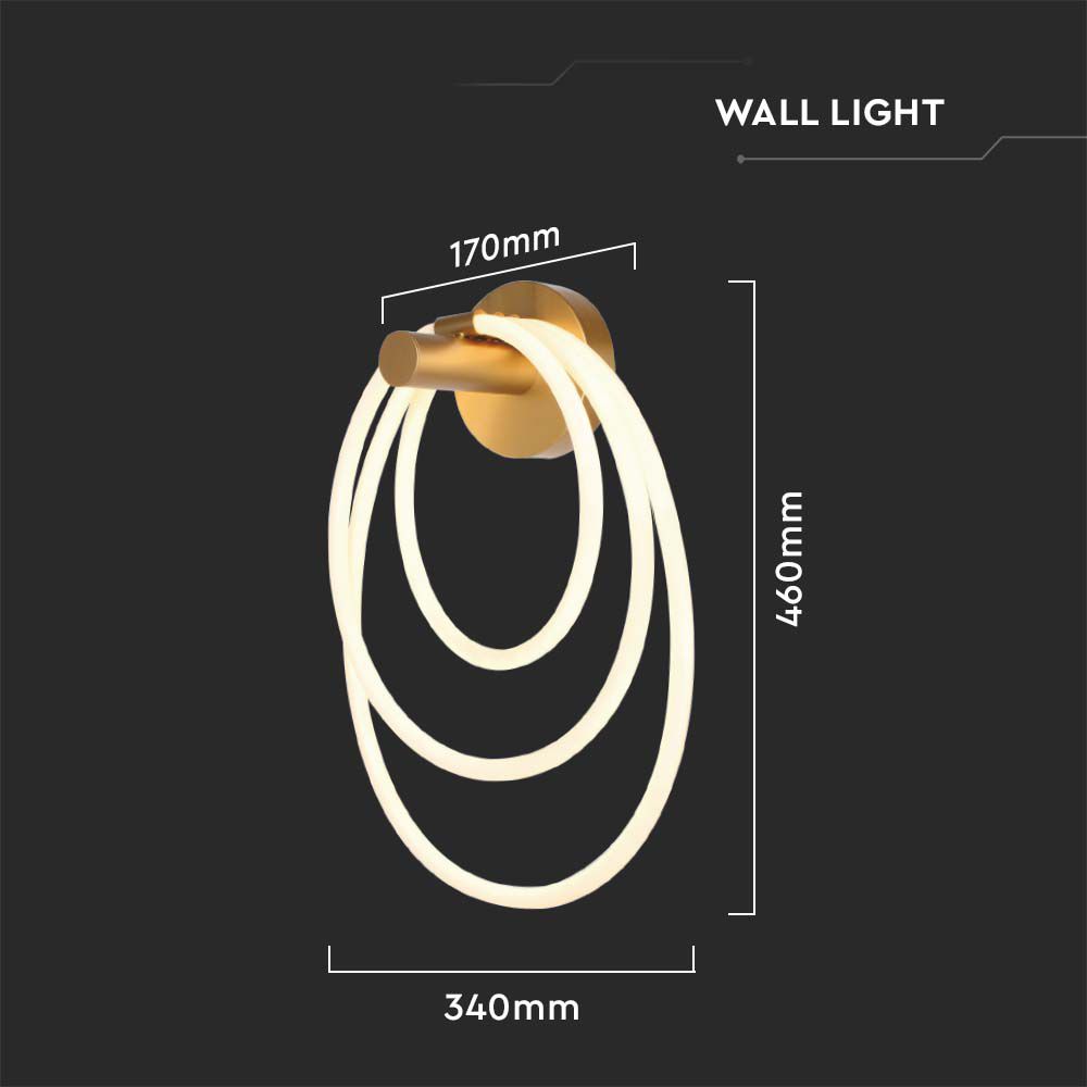 Lampada LED da Muro 14W 350*180*500mm in Metallo e Silicone Colore Oro 3000K
