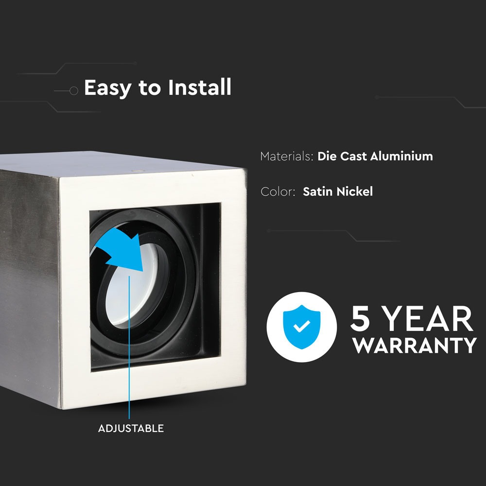 GU10 Adattatore per Faretti Quadrato Nichel satinato img 1