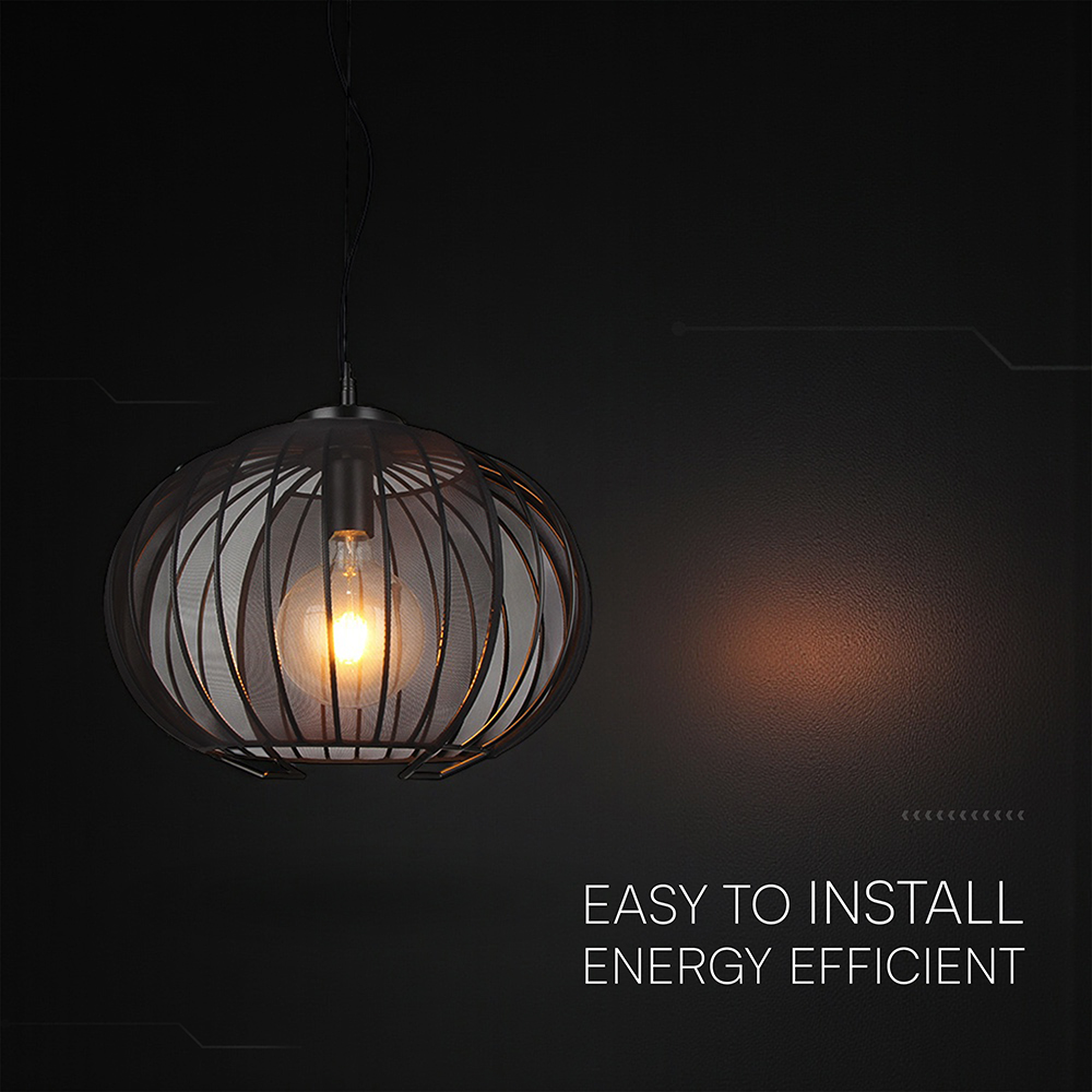 E27 Decorative Hanging Pendant (D400*H290mm) Matt Black Body