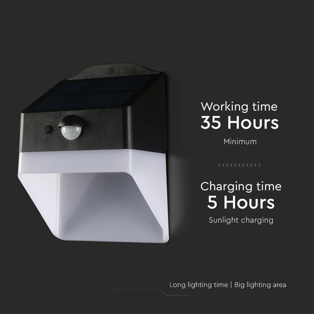 APPLIQUE SOLARE LED 2W-PANDA BATTERIA LITIO 200LM 3,7v 1200mAh 4000K NERO+BIANCO img 5