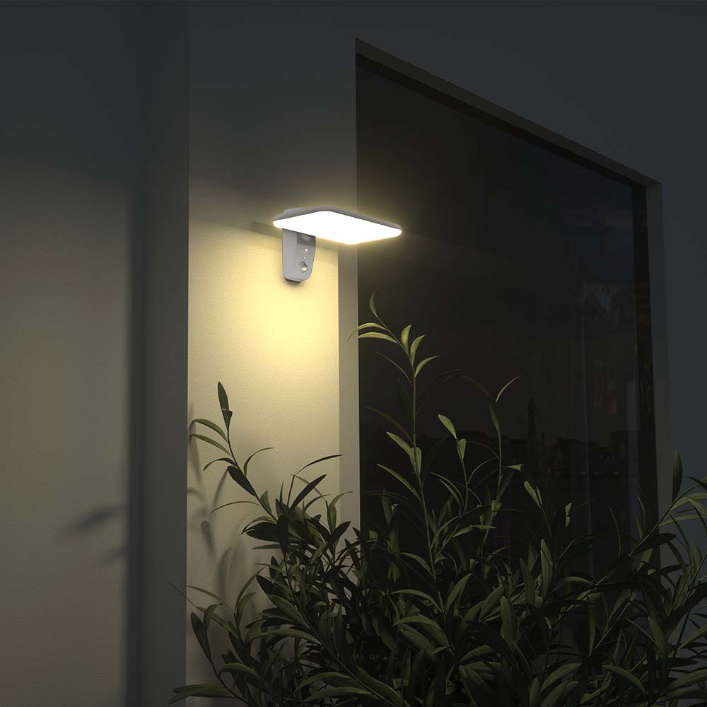 Lampada LED Solare 15W da Muro Rettangolare con Batteria LiFePO4 3.2V Colore Bianco CCT: 6000K+4000K IP65