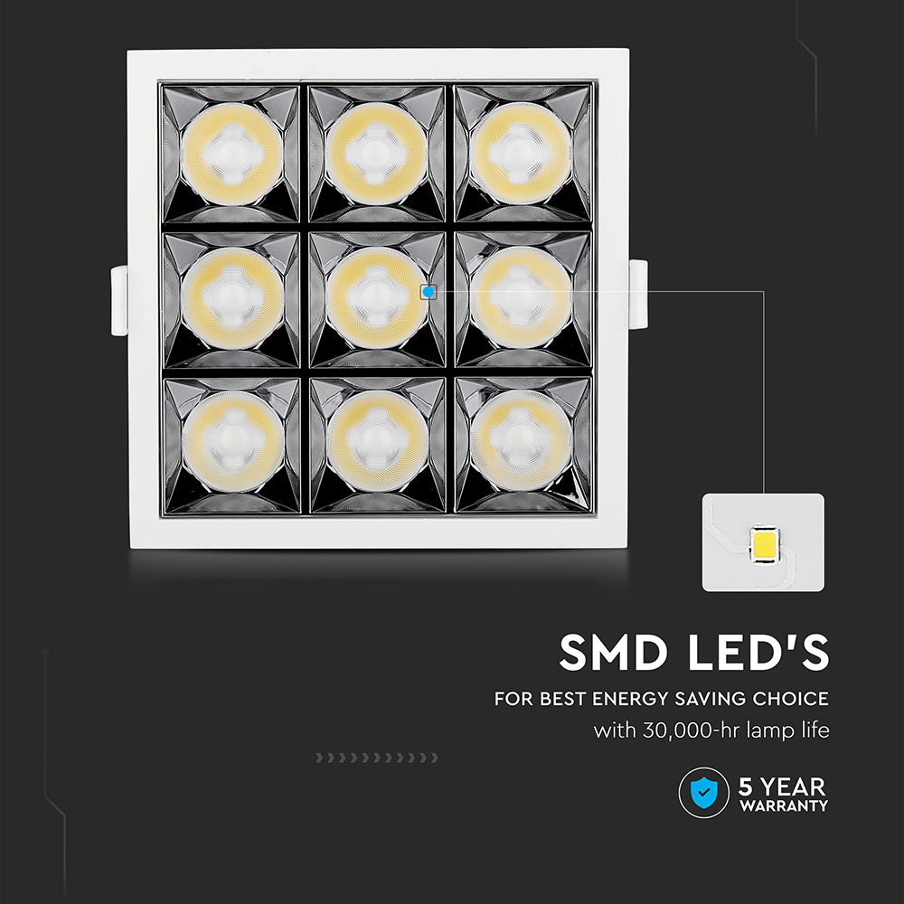 LED Faretto da incasso SAMSUNG Chip 36W SMD Reflector 12gradi 2700K