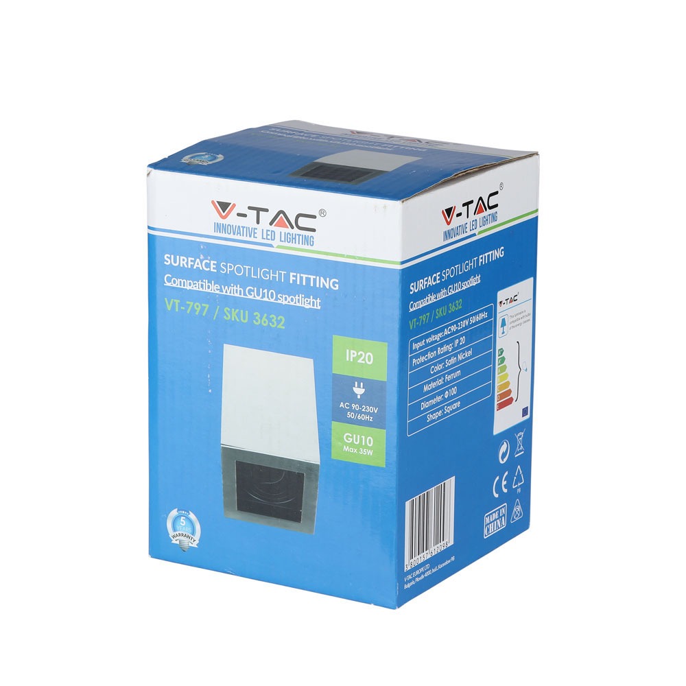 GU10 Adattatore per Faretti Quadrato Nichel satinato