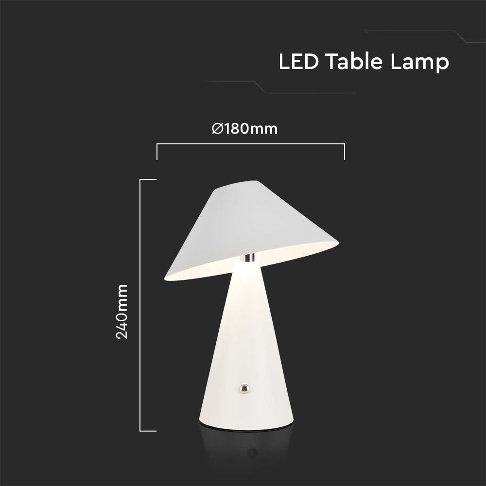 Lampada LED da Tavolo Colore Bianco in Metallo Ricaricabile con USB C Touch Dimmerabile 3in1