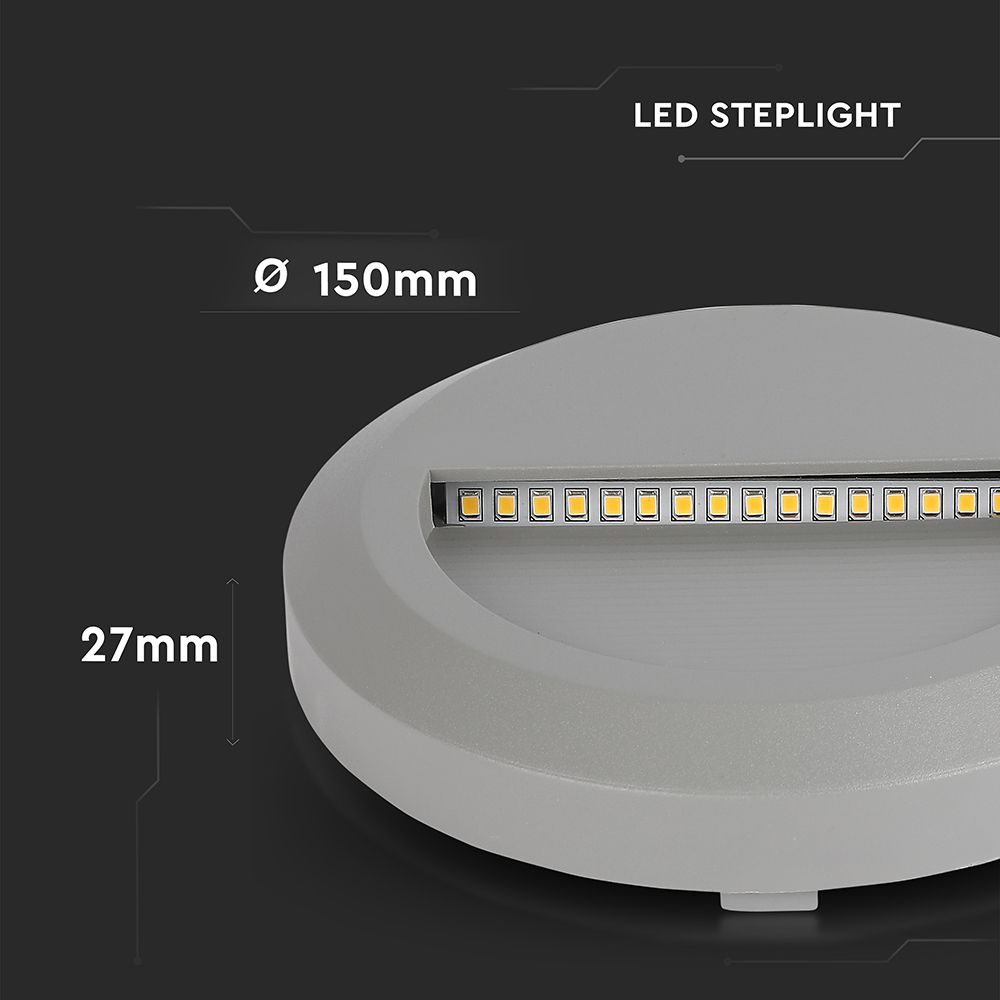 2W LED Step Grey Body Round 3000K