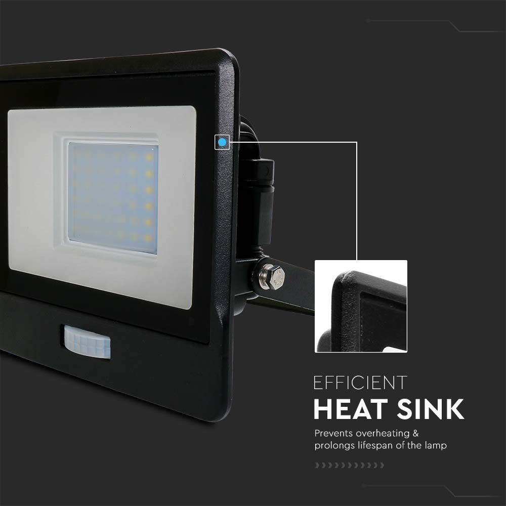 30W LED PIR Sensor Floodlight SAMSUNG CHIP Black Body 4000K img 3