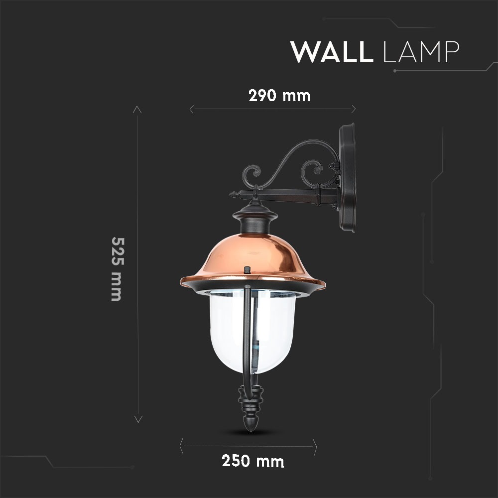 Garden Wall Lamp 1 x E27 Nero Facing Down