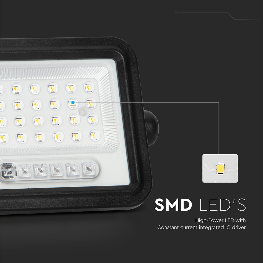 50W LED Solar Floodlight 2000K-8000K Black Body Battery Indicator