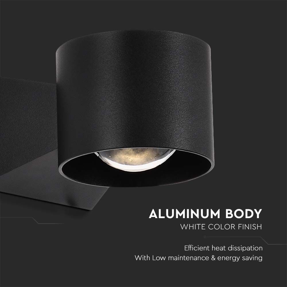 6W LED Wall Light 3000K Black Body IP65 img 2