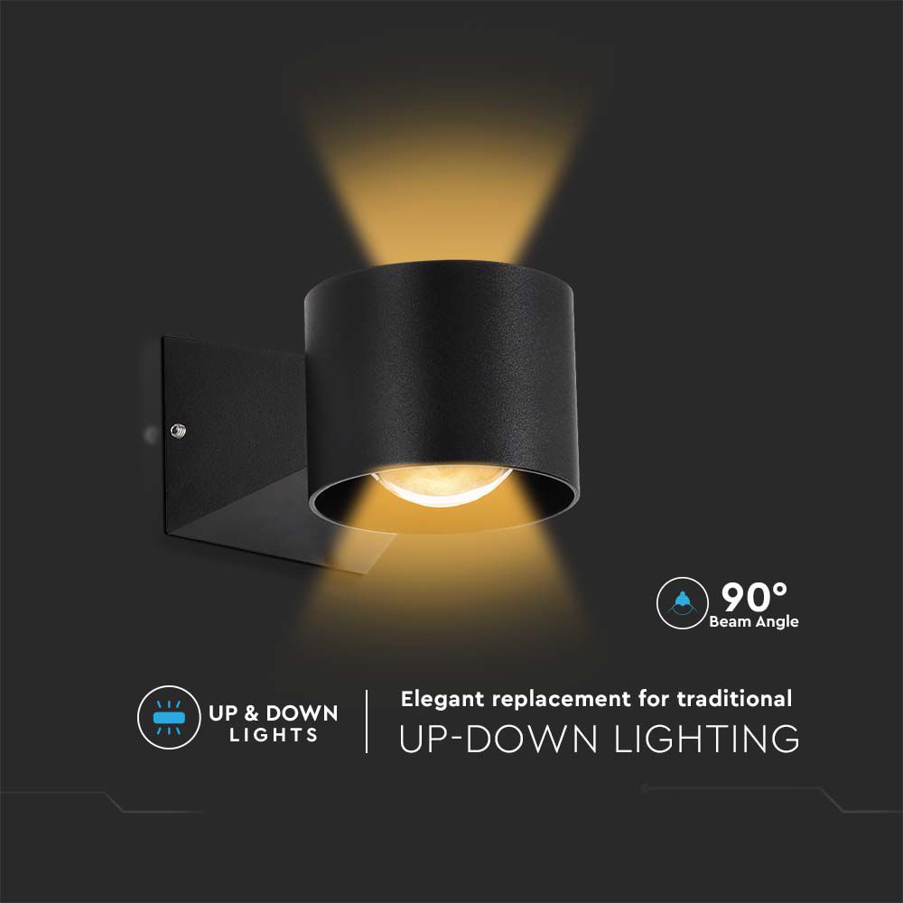 6W LED Wall Light 3000K Black Body IP65 img 3