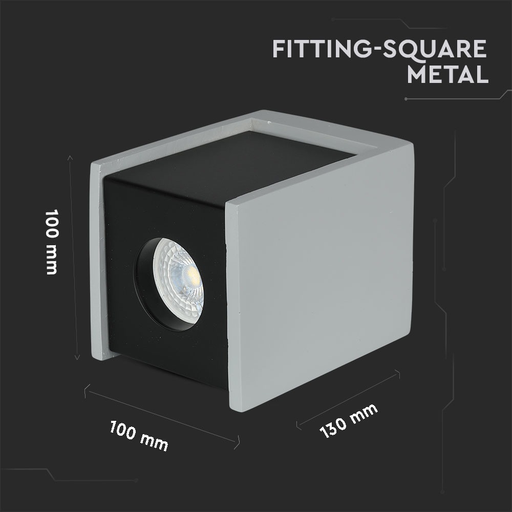 GU10 Fitting Concrete Surface Gun Black Bottom Quadrato