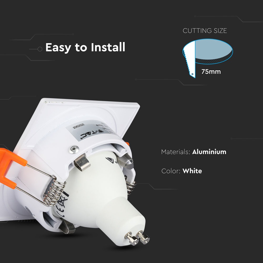 GU10 Fitting Square White img 1