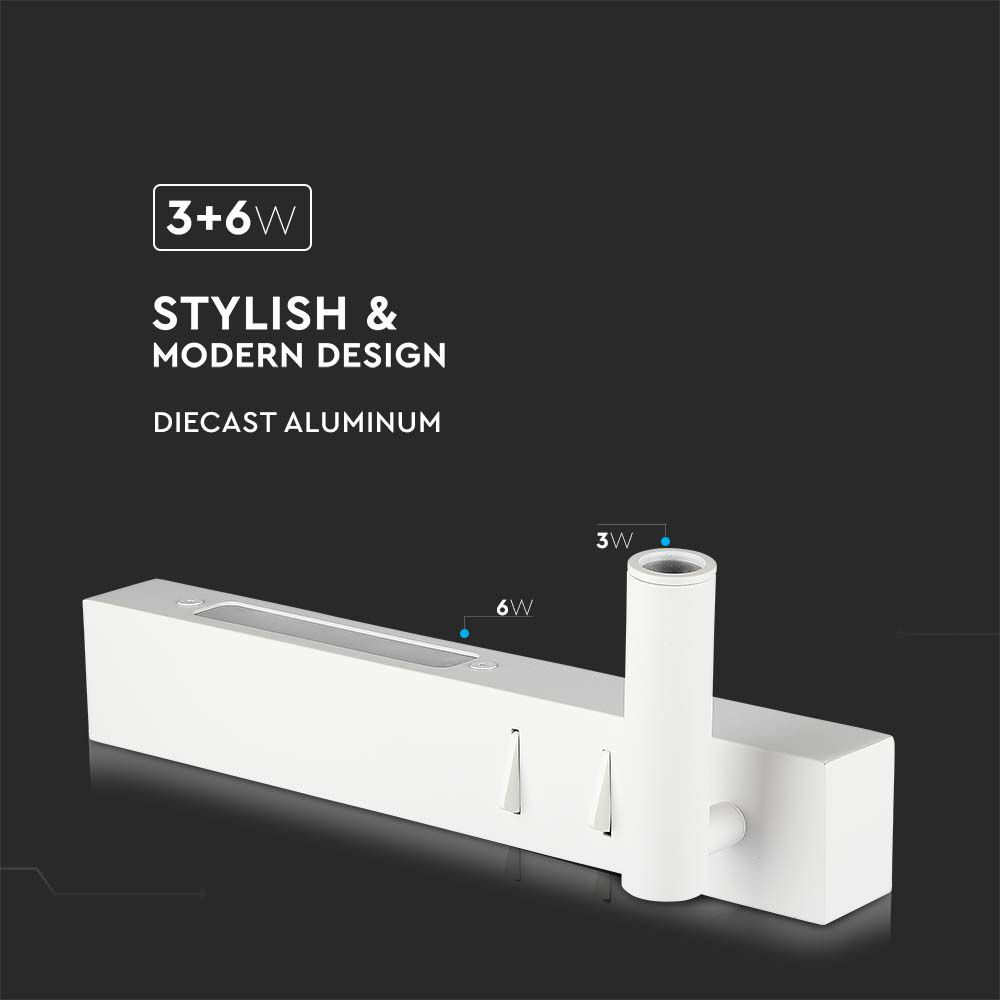 Applique da Hotel per Lettura con 2 LED 3W e 6W Colore Bianco