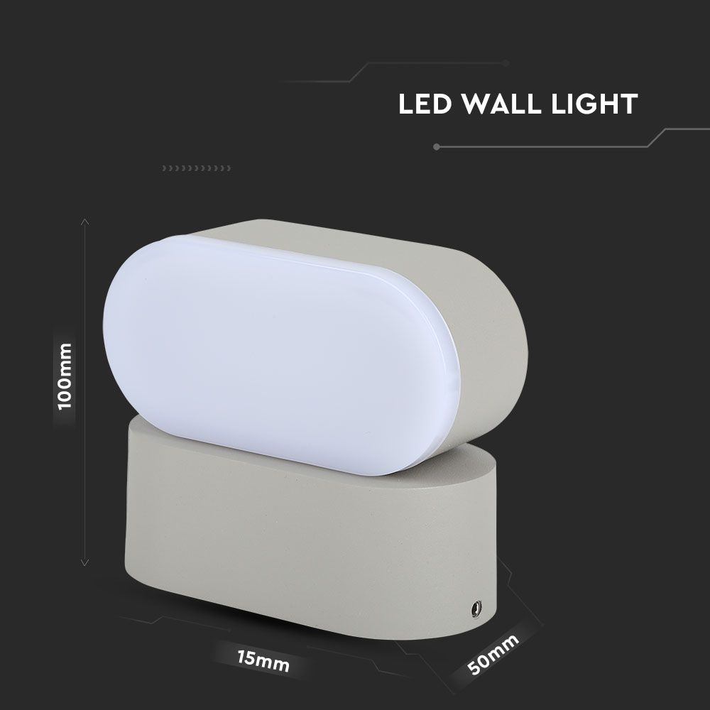 6W  Wall Light Grey Body IP65 Movable 4000K