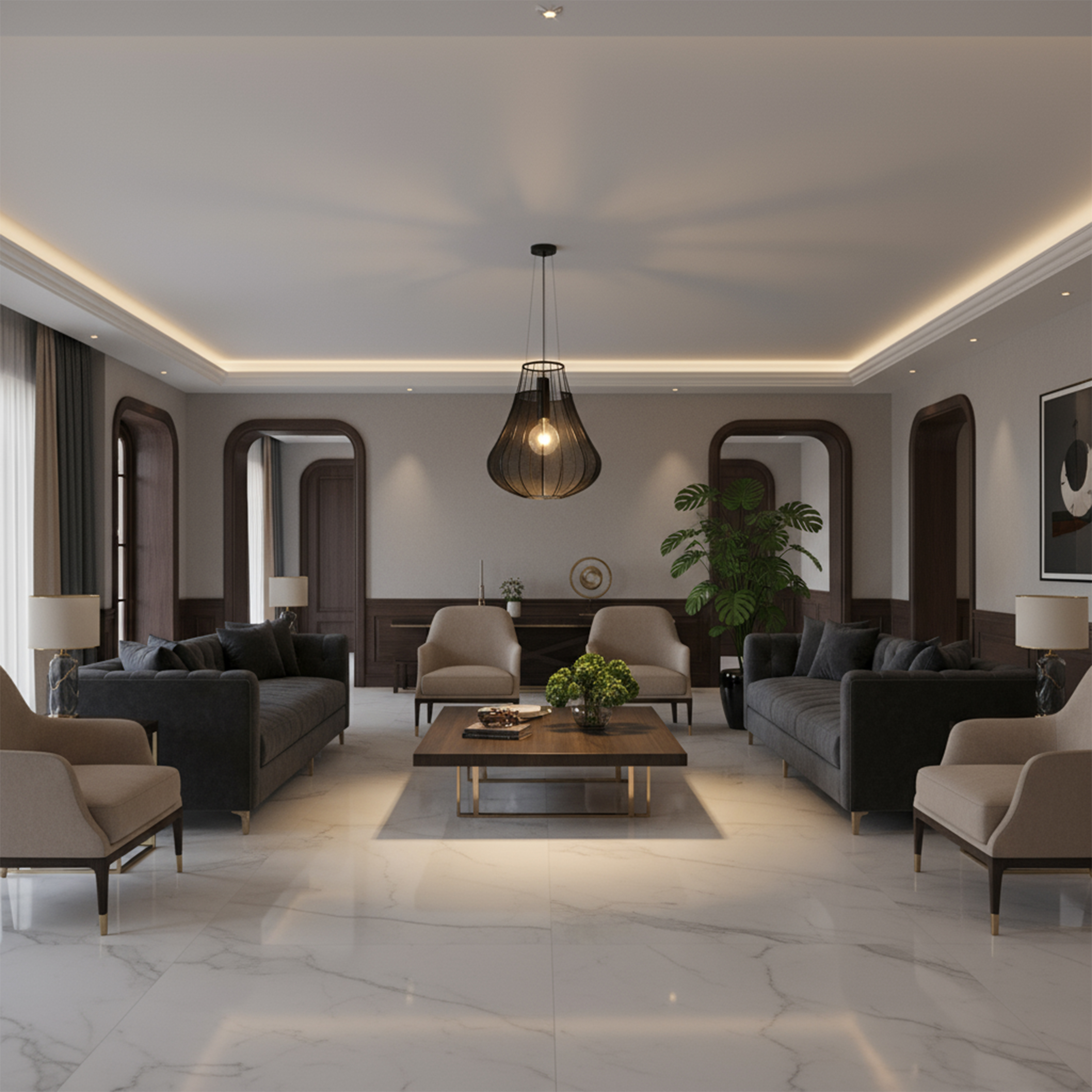 E27 Decorative Hanging Pendant (D420*H500mm) Matt Black Body